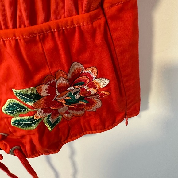 Zara red embroidered corset t-shirt - Picture 6 of 7